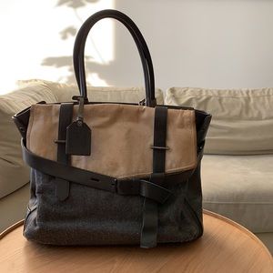 Vintage, Reed Krakoff, mixed material grey boxer tote.